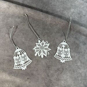 Winterlace by Tamerlane? White Metal Filigree Lace Ornaments Lot Of 3